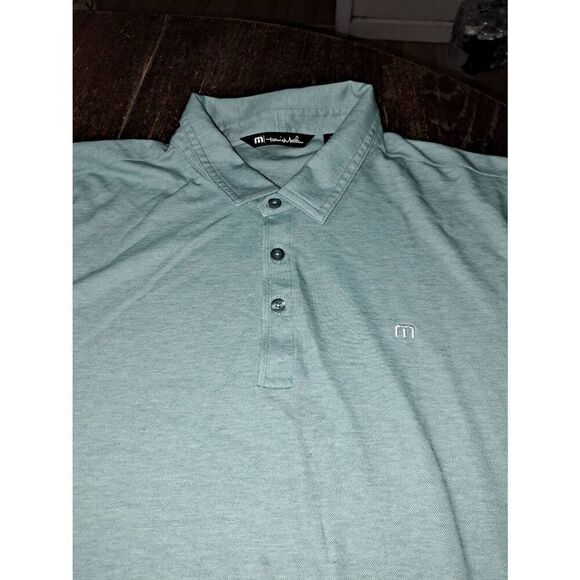 XXL Travis Mathew Green Short Sleeve 3 Button Golf Polo Athleisure Casual Shirt - Picture 2 of 5